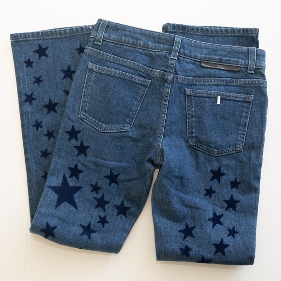 Stella McCartney. Blue Star Print Denim Flared Jeans. - Picture 3 of 11